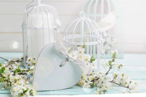Flowering branches and decorative heart — Stock Image Flowering branches and decorative heart Royalty Free Stock Images