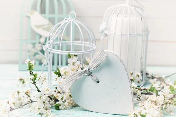 Flowering branches and decorative heart — Stock Image Flowering branches and decorative heart Stock Image