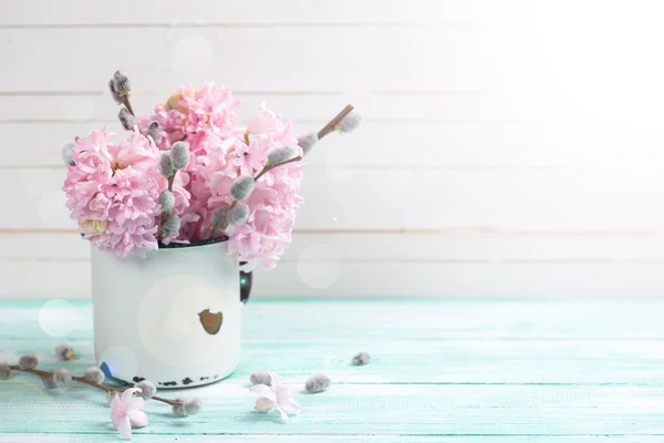 Hyacinths e flores de salgueiro — Fotografia de Stock