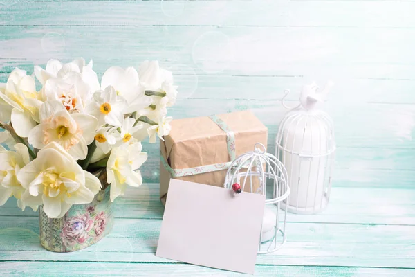 flowers, candles, box with present