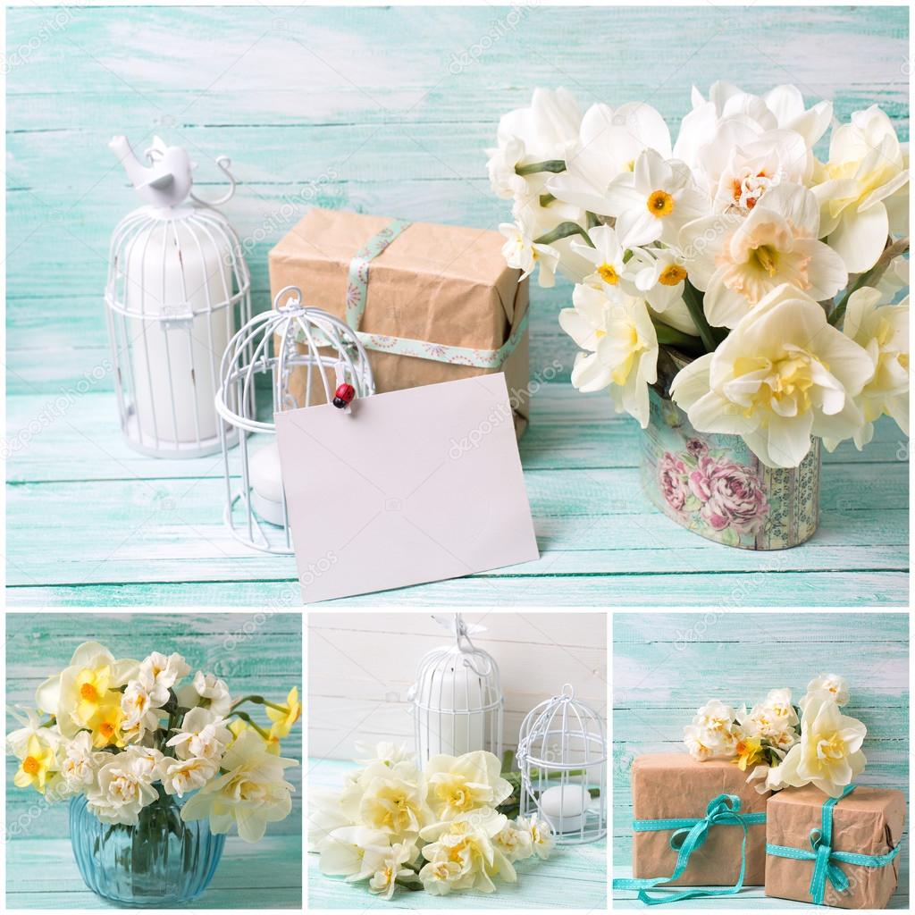 Flowers, gift box, candles