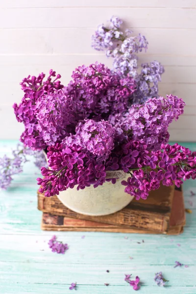 淡紫色的花，在碗里 — 图库照片
