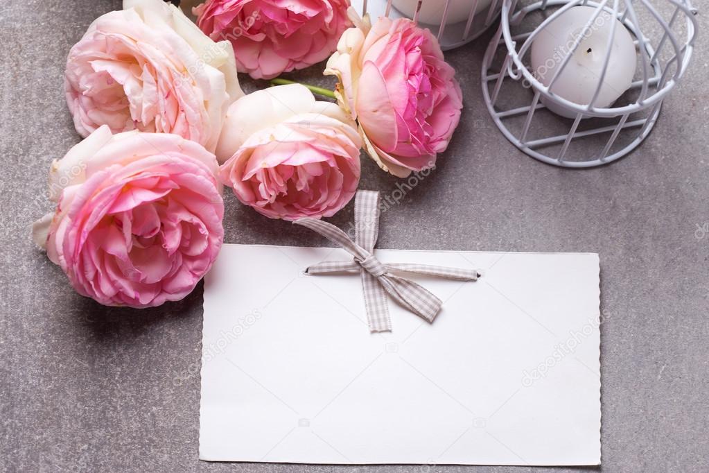 Elegant  flowers and empty tag