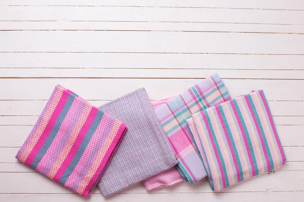 Pink colorful kitchen towels — Stock Photo, Image