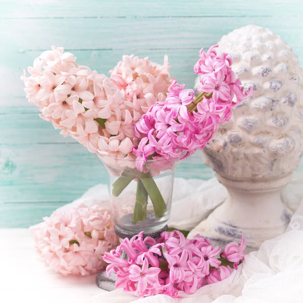 Hyacinty a dekorativní kužel — Stock fotografie