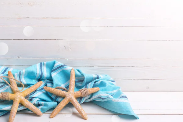 Marina artiklar och blå handduk — Stockfoto