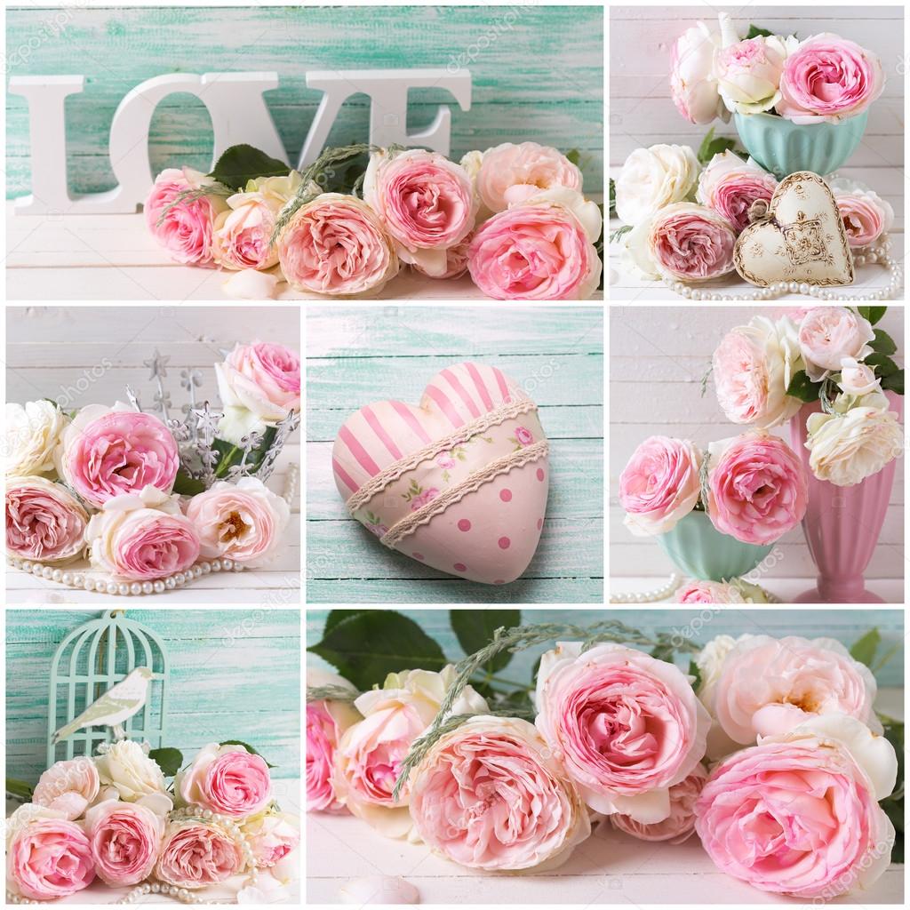 Collage with roses and hearts