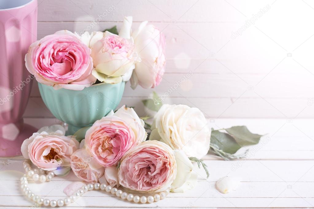Sweet pink roses flowers