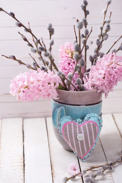 Hyacinths and willow flowers — Stock Photo, Image