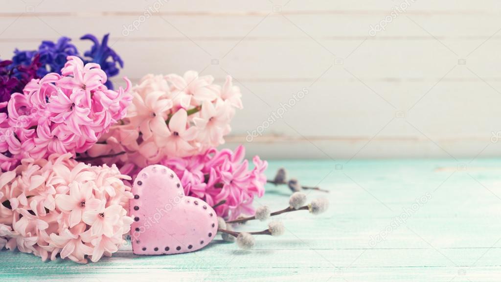 Hyacinths  and  decorative heart