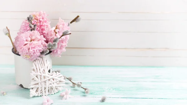 Fondo con jacintos y flores de sauce —  Fotos de Stock