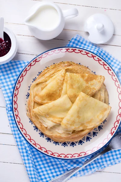 Fresh Pancakes on plate — Stock Photo, Image