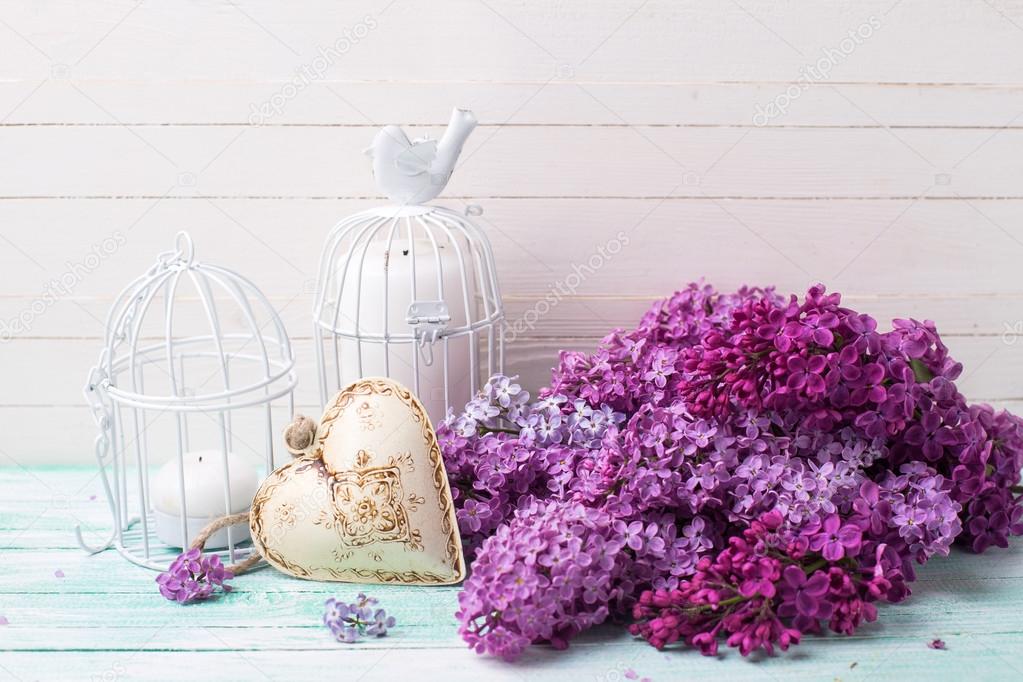 Background  with fresh lilac flowers