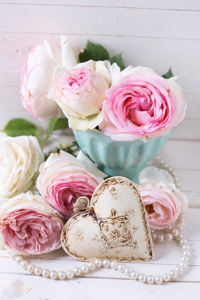 Background with sweet pink roses