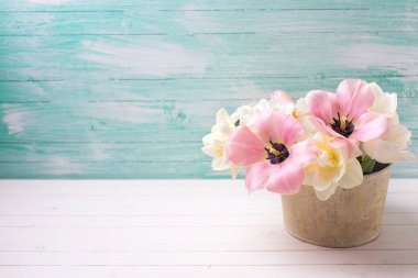 Beyaz ve pembe laleler