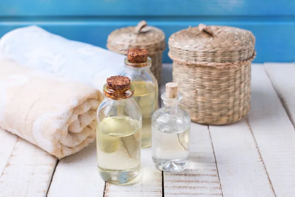 Bottles wit essential aroma oils — Stock Photo, Image