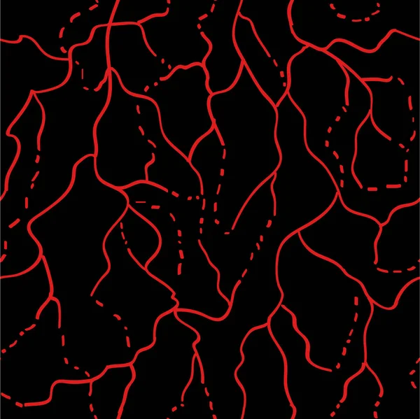 溶岩の線は 静脈内の赤い血流のように地球を裂いています ファッション 包装およびブランディングのためのベクトルシームレスパターンデザイン — ストックベクタ
