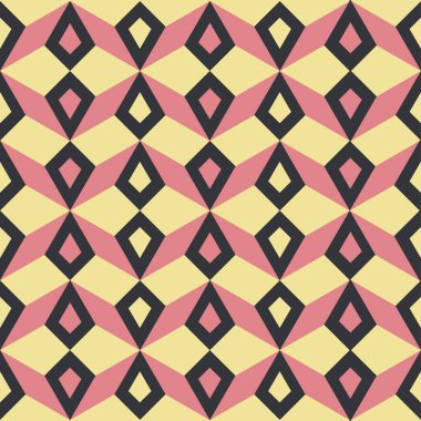 70 'lerin modasından esinlenmiş pembe ve kremalı klasik simge deseni. Tekstil, moda, kağıt, ambalaj, ambalaj ve markalaşma için vektörsüz desen tasarımı