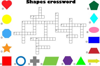 Çocuklar için farklı renkli geometrik şekiller bulmaca, çocuklar için eğlenceli eğitim oyunu, anaokulu aktivitesi, vektör illüstrasyonu