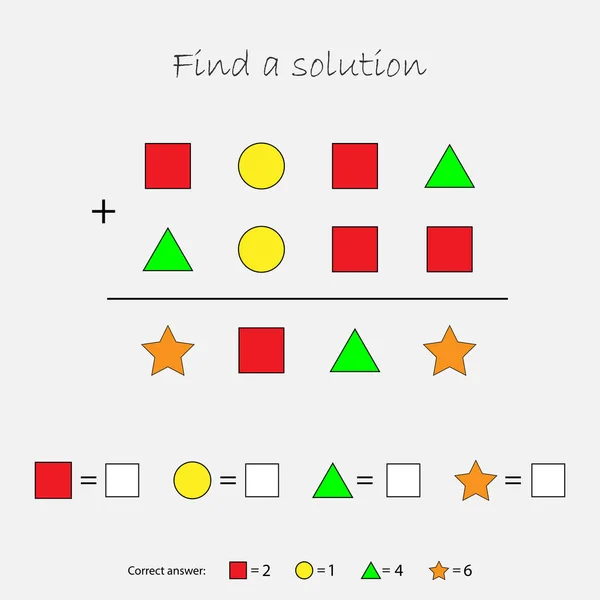 Matemáticas Juego Con Imágenes Formas Geométricas Para Los Niños Encontrar — Vector de stock