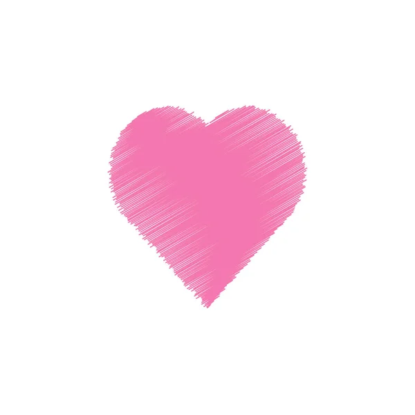 Valentine Day Hand Drawn Scribbled Pink Heart White Background Line — Stock Vector