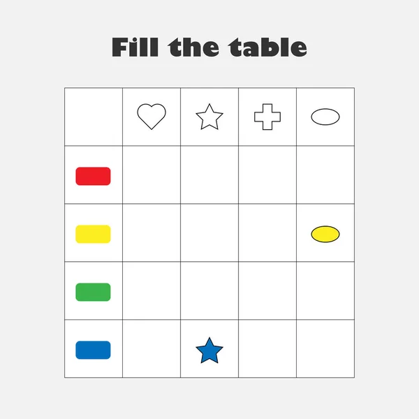 Füllen Sie Den Tisch Mit Bunten Geometrischen Formen Für Kinder — Stockvektor