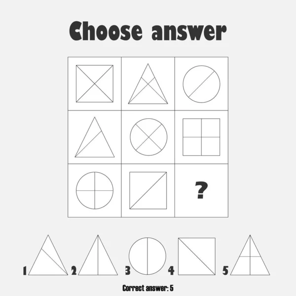 Wählen Sie Die Richtige Antwort Test Mit Geometrischen Formen Für — Stockvektor