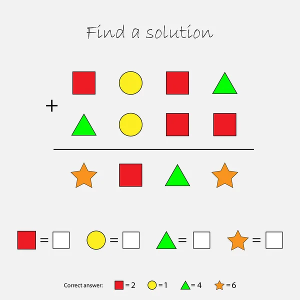 Wiskunde Spel Met Foto Geometrische Vormen Voor Kinderen Een Oplossing — Stockvector