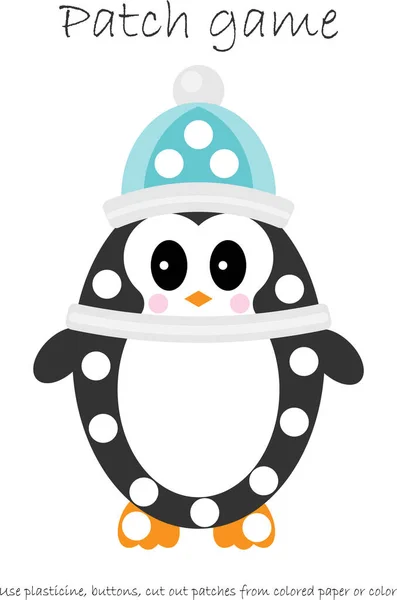 Educación Juego Parches Pingüino Para Que Los Niños Desarrollen Habilidades — Vector de stock