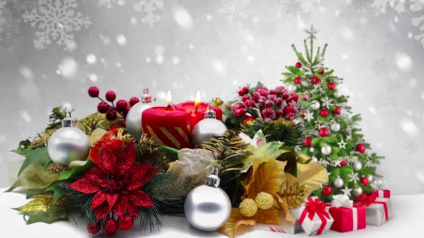 Décorations Noël Avec Bougies Rouges Sapin Noël — Video