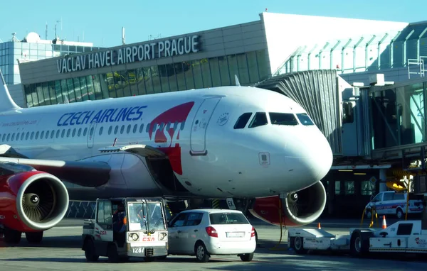 Flugzeug Der Czech Airlines Auf Dem Vaclav Havel Flughafen Prag — Stockfoto