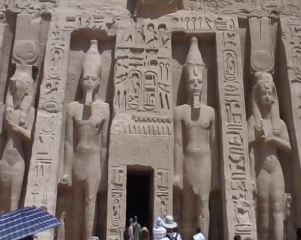 Szobrok Abu Simbel Nagy Templomában Egyiptom — Stock videók