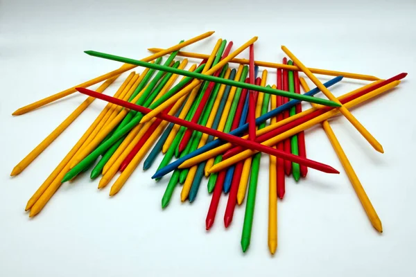 Game Mikado Shangai Spel Gekleurde Plastic Sticks Geïsoleerd Witte Achtergrond — Stockfoto