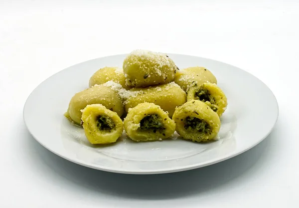 Gnocchi Ripieni Dumplings Pecorino Romano Cheese White Dish Traditional Italian — Stock Photo, Image