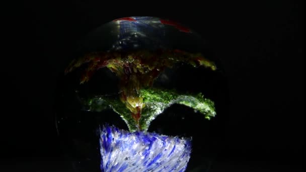 Модель Біосфери Обертовому Дисплеї Ізольована Темному Фоні — стокове відео