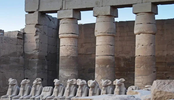 Row Statues Rams Karnak Temple Luxor Egypt — Stock Photo, Image