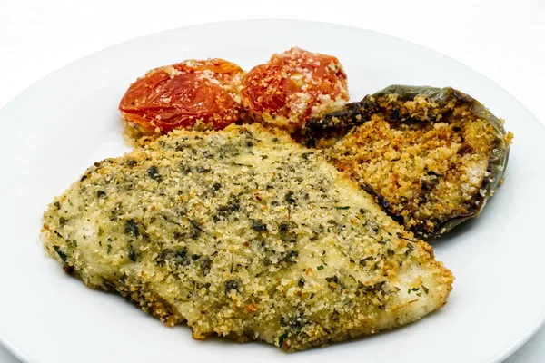 Fırında Halibut fileto, fırında dolma biber ve domates..