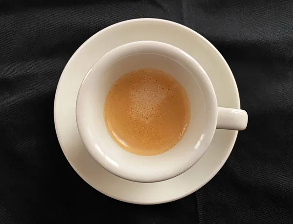 Italienischer Espresso Auf Dunklem Hintergrund Ansicht Von Oben — Stockfoto