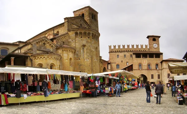 Strada Tradizionale Del Mercato Castell Arquato Piccolo Borgo Medievale Vicino — Foto Stock