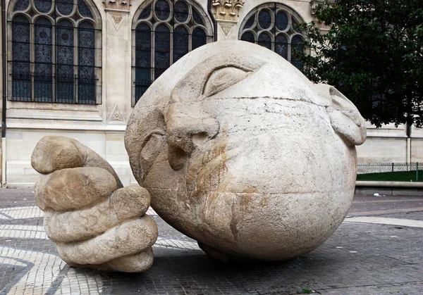 Estatua Del Oyente Ecoute Frente Iglesia Eustache Les Halles París —  Fotos de Stock