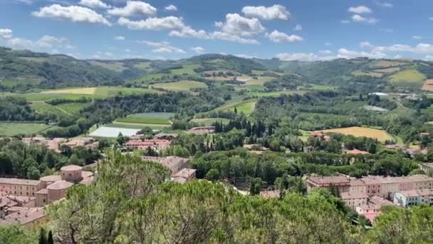 Tuscany Emilia Romagna Arasındaki Tepelerdeki Ortaçağ Kasabasının Manzarası Talya — Stok video
