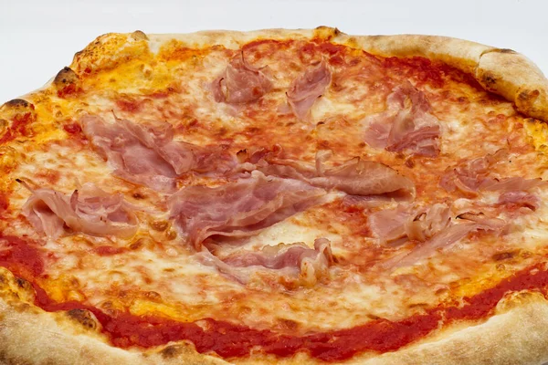 Pizza Italiana Com Queijo Mussarela Presunto Pizza Prosciutto Close — Fotografia de Stock