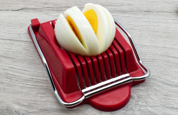 Ferramenta Fatiador Ovo Cozido Duro Dispositivo Doméstico Para Cortar Ovos — Fotografia de Stock