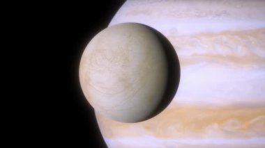 Jüpiter 'in yörüngesindeki buzlu uydu Europa' nın görüntüsü.