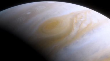 Jüpiter uzayda dönüyor, siyah arkaplan üzerinde izole..