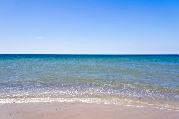 Praia Mar Horizonte Céu Azul Costa Norte Mar Dinamarca — Fotografia de Stock