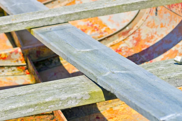 Close Wooden Seat Old Rowing Boat — Stock Photo, Image