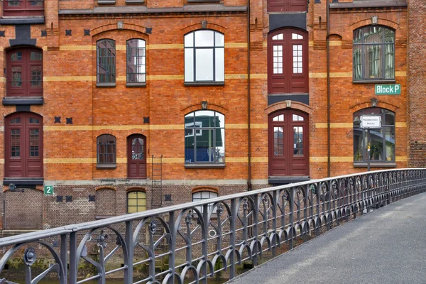 Bridge Old Warehouses Speicherstadt Hamburg — Stock Photo, Image