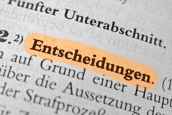 Entscheidungen German Word Decisions Orange Marker — Stock Photo, Image