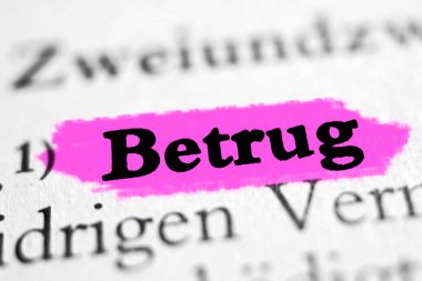 Betrug is the German word for Fraud - highlighted in pink  clipart